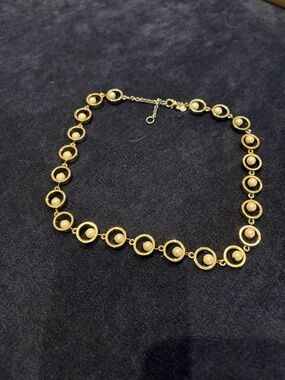 Gold Circle Link Pearl Accent Necklace